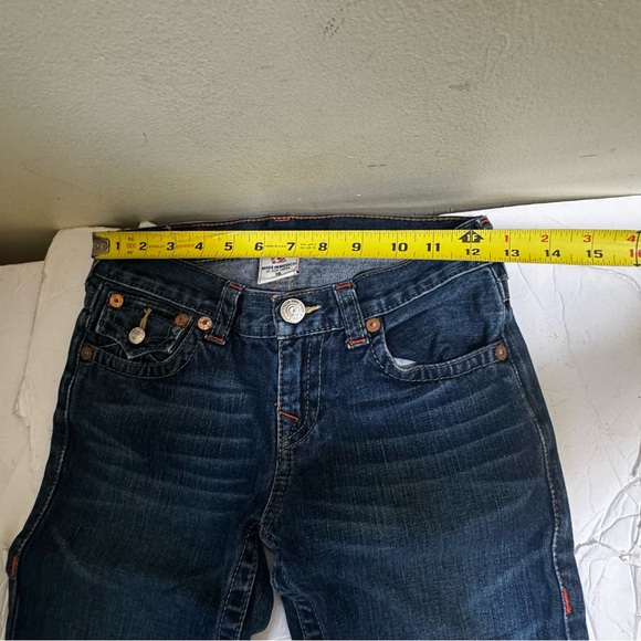 True Religion Straight Leg Flaps Picket Stitch Boys Zip Fly Vintage Blue sz 10 - Picture 14 of 16